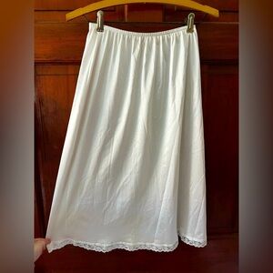 Vintage Warner’s Slip Skirt White Nylon Lace Trim, Sheer Underskirt, Size Medium